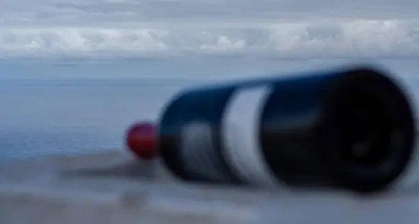 Art pic with a wine bottle and sea