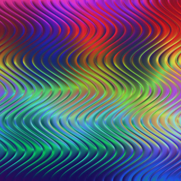 Neon Colorful Holographic Foil Wave Zigzag Background Rippled Wavy Pattern Multi Colored Vibrant Shiny Texture Digitally Generated Image