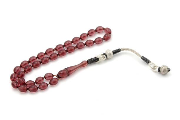 istock Prayer beads with handmade silver tassel, isolated 1136063472