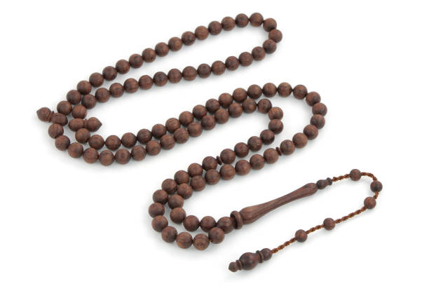 istock Wooden prayer beads isolated on white background 1136063573