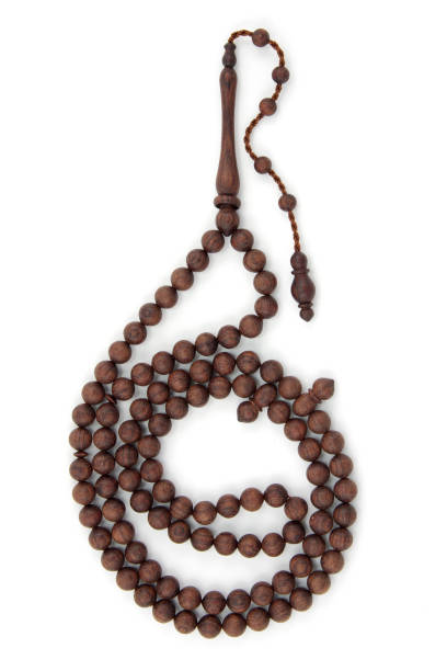 Rosewood prayer beads isolated on white background