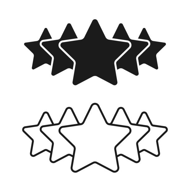 ilustraciones, imágenes clip art, dibujos animados e iconos de stock de ilustración vectorial de iconos de 5 estrellas. insignia aislada para el sitio web o la aplicación - five star