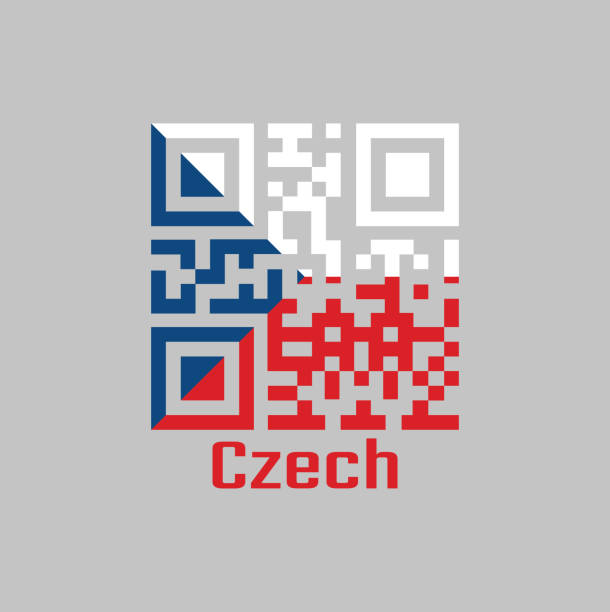 QR code set the color of Czech flag. two equal horizontal bands of white (top) and red with a blue isosceles triangle based on the hoist side. QR code set the color of Czech flag. two equal horizontal bands of white (top) and red with a blue isosceles triangle based on the hoist side. with text Czech. isosceles triangle stock illustrations