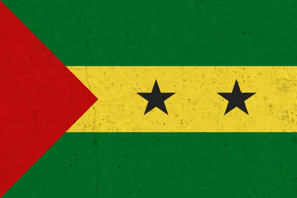 Photo of Sao Tome and Principe flag on concrete wall