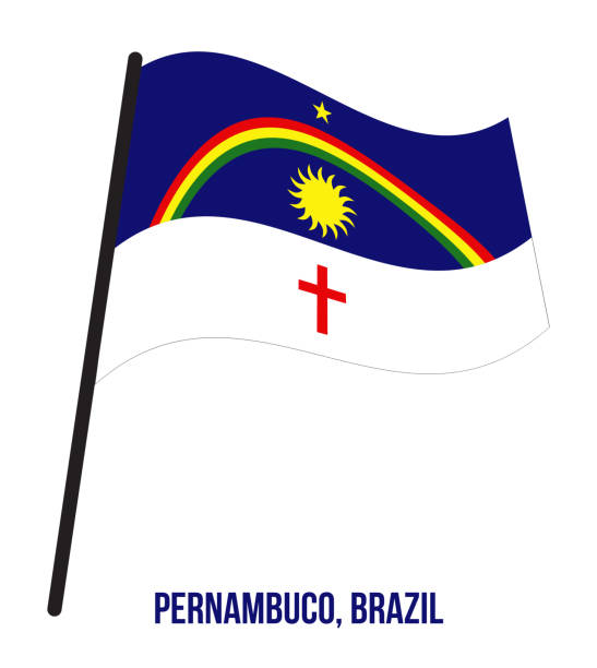 istock Pernambuco Flag Waving Vector Illustration on White Background. States Flag of Brazil 1136072275