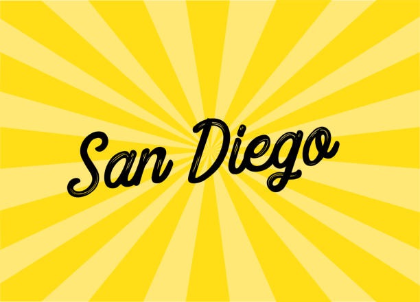 illustrazioni stock, clip art, cartoni animati e icone di tendenza di san diego lettering design - label travel san diego california california