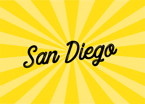 ilustrações de stock, clip art, desenhos animados e ícones de san diego lettering design - label travel san diego california california