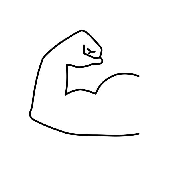 ilustraciones, imágenes clip art, dibujos animados e iconos de stock de icono de músculos fuertes - flexing muscles