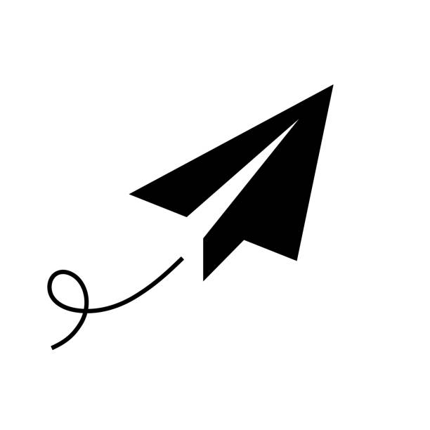 illustrazioni stock, clip art, cartoni animati e icone di tendenza di icona del piano di carta - paper airplane paper airplane vector