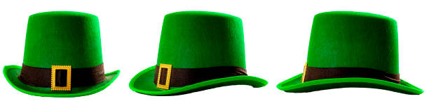 istock St Patrick day meme and March 17 concept with a multiple angles image of a green parade hat with a belt and buckle isolated on white background with a clip path cutout 1136080052
