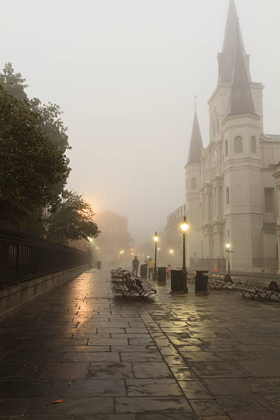 French Quarter Foggy Morning stock photo