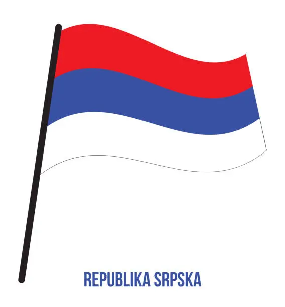 Vector illustration of Republika Srpska Flag Waving Vector Illustration on White Background. Republika Srpska National Flag
