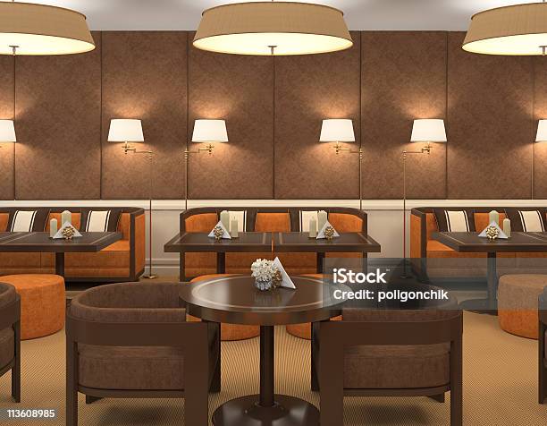 Interior Of Restaurant Stock Photo - Download Image Now - Beige, Brown, Cafe