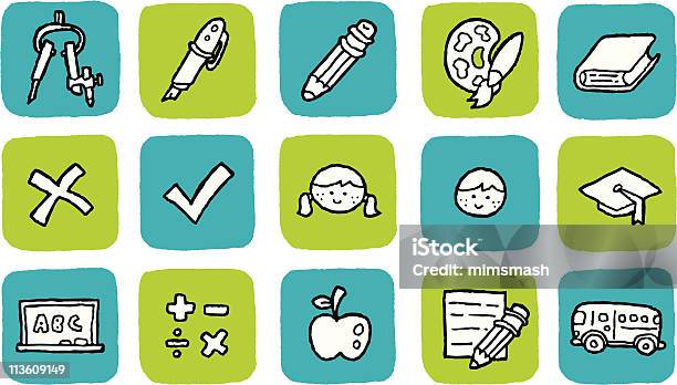 Doodle Icon Set Education Stock Illustration - Download Image Now - Apple - Fruit, Art, Artist's Palette