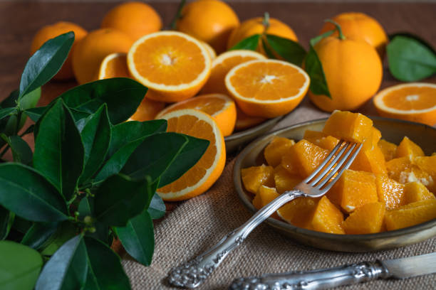 istock Slices of oranges on a plate. 1136092847