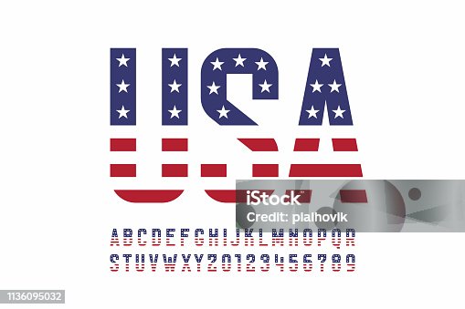 istock USA national flag style font 1136095032