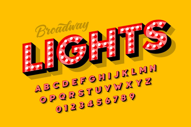 ilustraciones, imágenes clip art, dibujos animados e iconos de stock de luces de broadway, fuente de luz de estilo retro - illuminated sign