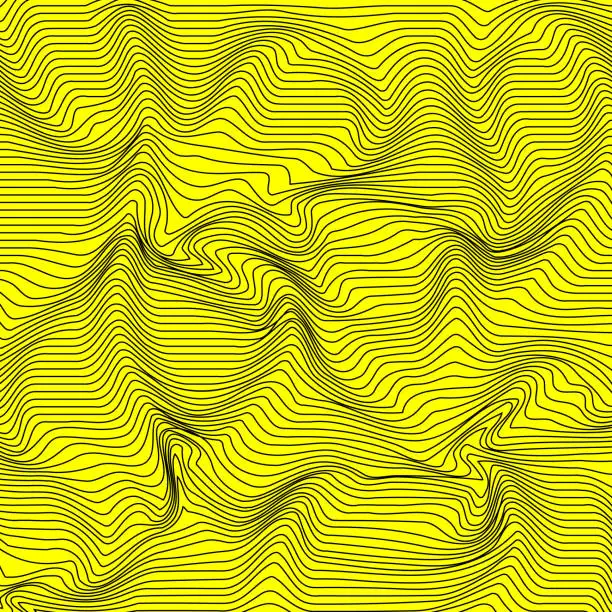 Vector illustration of Abstract Curved Lines Background Yellow Color Wave Pattern