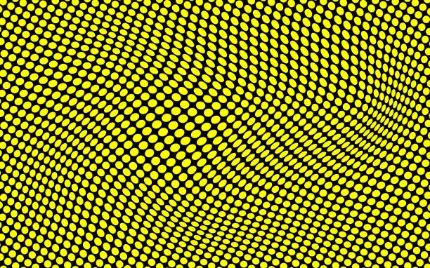 Vector illustration of Abstract Dotted Background Wave Pattern Black And Yellow Color