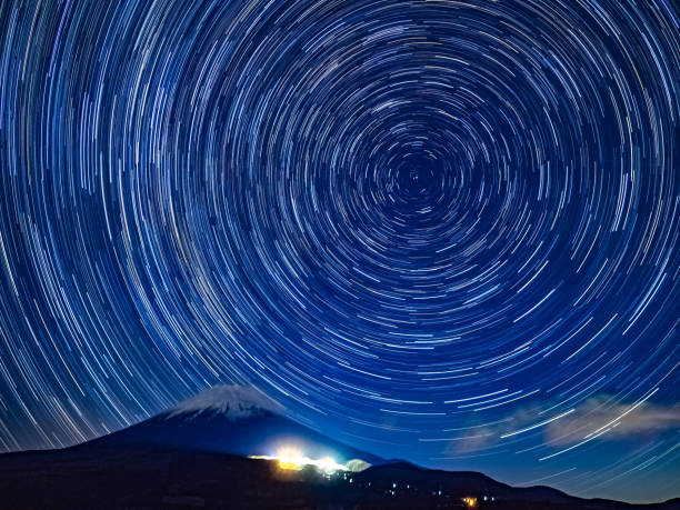 istock Mt. Fuji and star trails in winter. 1136100422