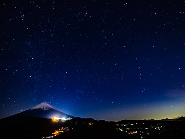 istock Mt. Fuji and Starry Sky in winter. 1136100444