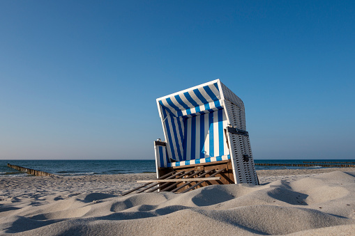 Beach chair with summer beach background