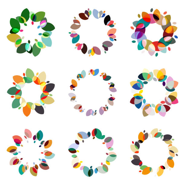 vector blumenmuster-symbol - abstract circle design element floral pattern stock-grafiken, -clipart, -cartoons und -symbole