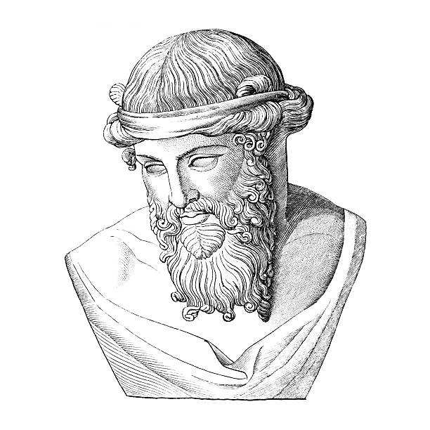 illustrazioni stock, clip art, cartoni animati e icone di tendenza di busto di platone, antica filosofo greco - philosopher