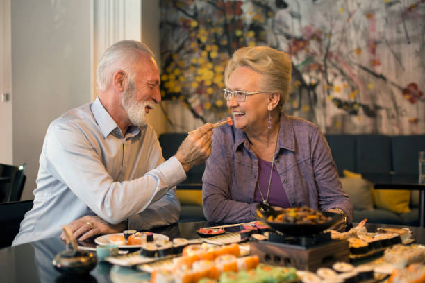 istock Senior couple eating lunch 1136121847