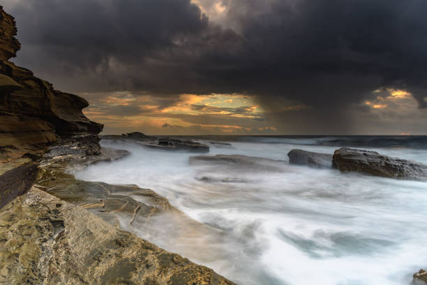 istock Early Morning Stormy Seascape 1136122685