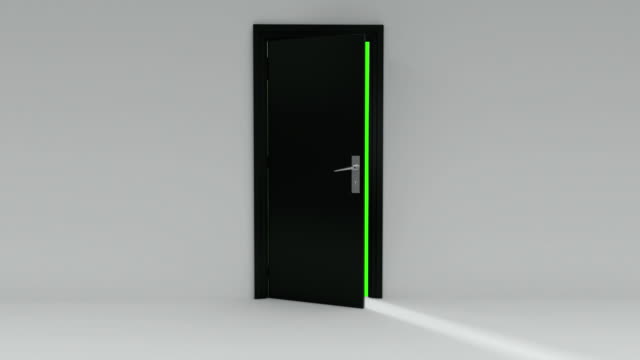 Black Door opening with Alpha Channel and green screen