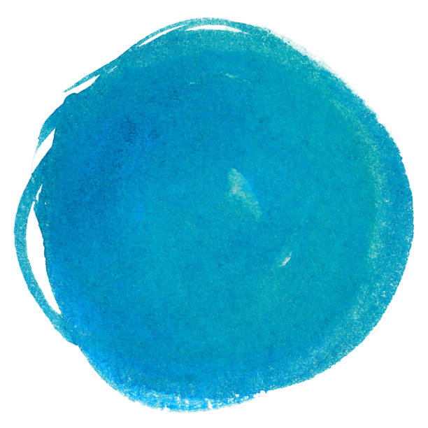 istock watercolor blue a circle with paper texture. paint on paper. 1136129878