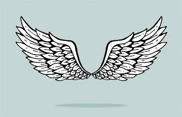 Vector illustration of Hand drawn angel wings