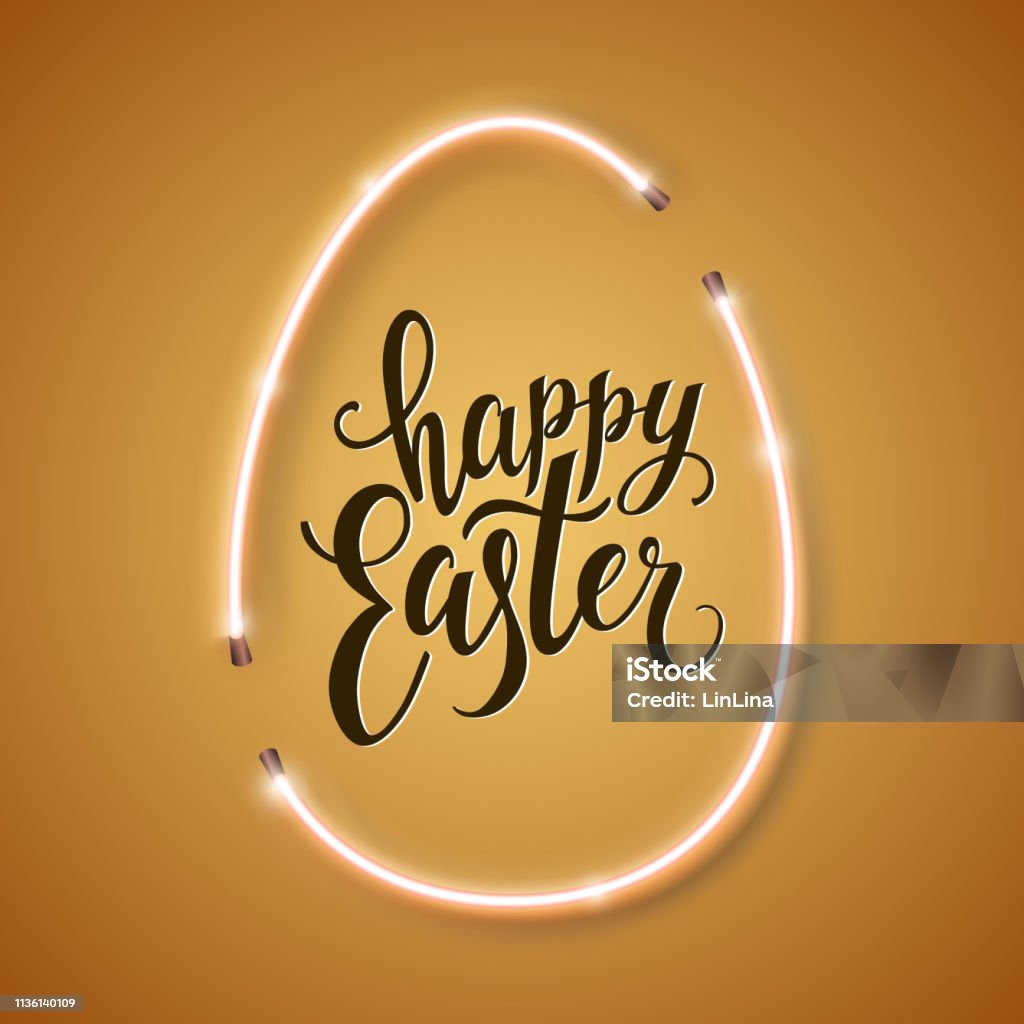Easter Script Sign Happy Easter Script Lettering Inscription Hand Lettering Card Modern ...