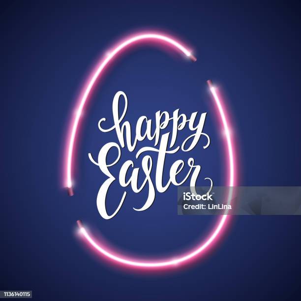 Easter Script Sign Happy Easter Script Lettering Inscription Hand Lettering Card Modern ...