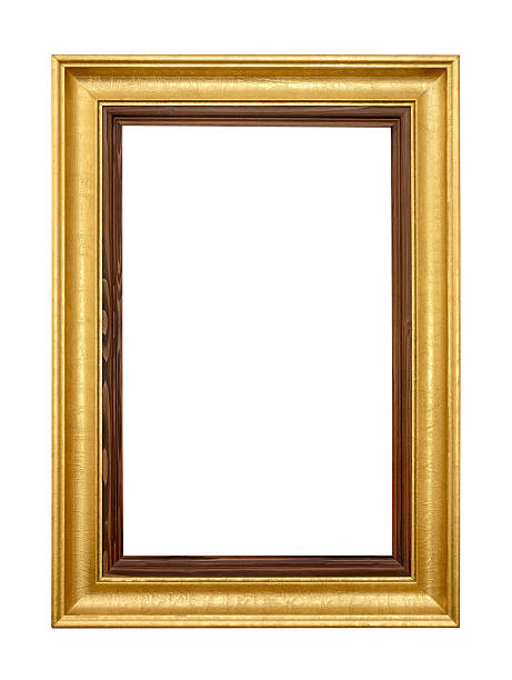 istock Elegant gold picture frame on white 113614283
