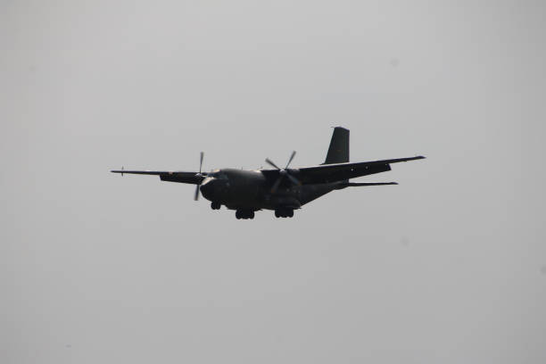 istock Transport plane in landing approach 1136144955