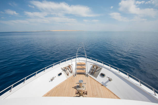 istock View over the bow over a large luxury motor yacht 1136146079