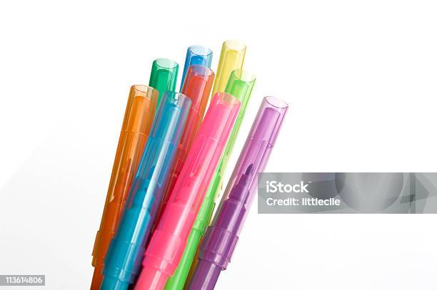 Colors Pen Isolated On White Background Stock Photo - Download Image Now - Above, Abstract, Art