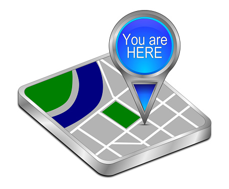 blue you are Here map pointer - 3D illustration