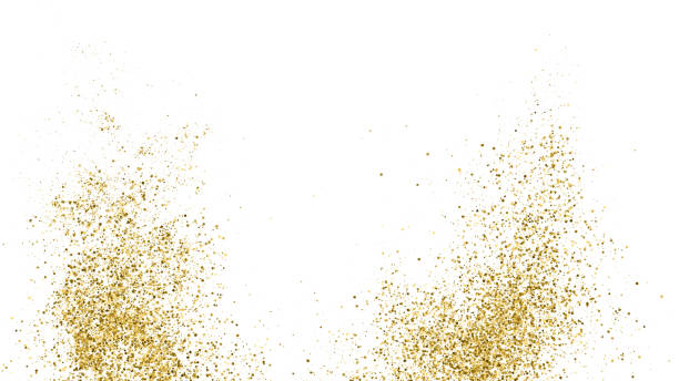 Gold Glitter Texture. Gold Glitter Texture Isolated On White. Amber Particles Color. Celebratory Background. Golden Explosion Of Confetti. Vector Illustration, Eps 10. gold dots stock illustrations