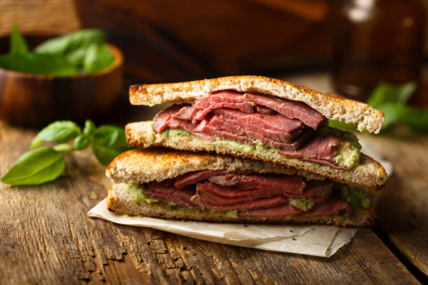 Roast beef sandwich Homemade roast beef sandwich pastrami stock pictures, royalty-free photos & images
