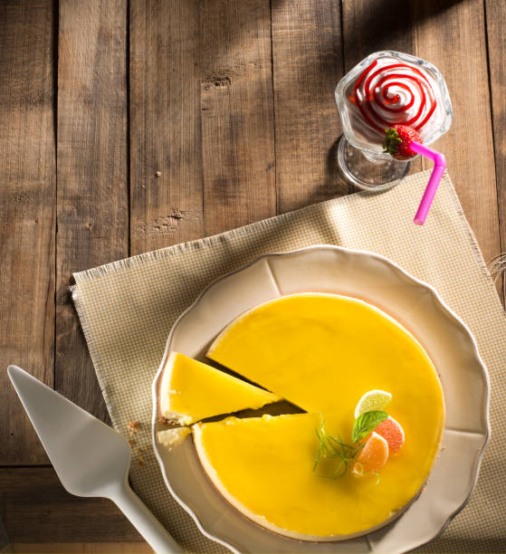 istock Lemon Cheesecake on wooden table background. 1136161531