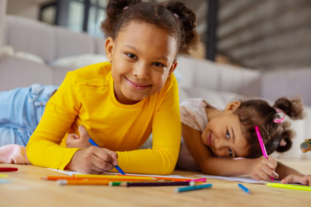 istock Portrait of charming kid that posing on camera 1136161556