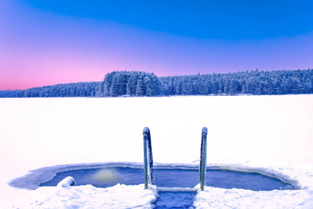 istock Ice swimming place from Kuhmo, Finland. 1136164824