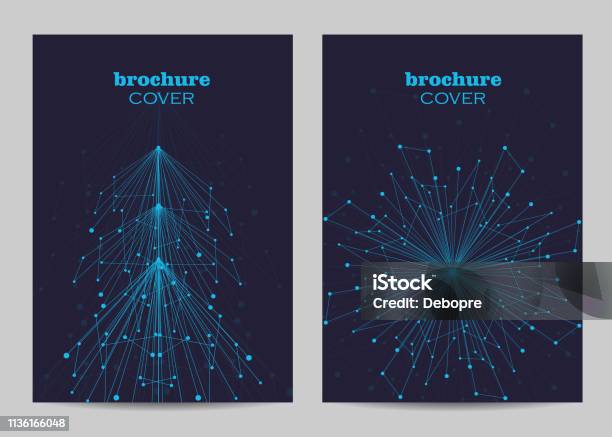 Brochure Template Layout Design Abstract Geometric Background With Connected Lines And Dots Stock Illustration - Download Image Now