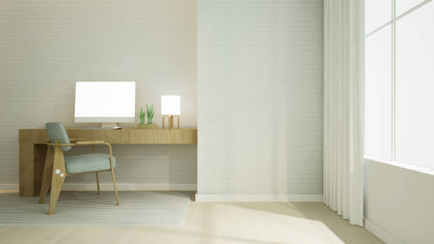 istock Relax space interior minimal and wall decoration empty in apartment- 3D rendering 1136166878