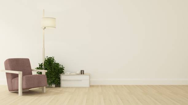 istock Relax space interior minimal and wall decoration empty in apartment- 3D rendering 1136166926