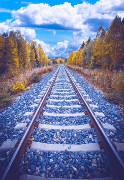 istock Autumn railway view from Sotkamo, Finland. 1136170434