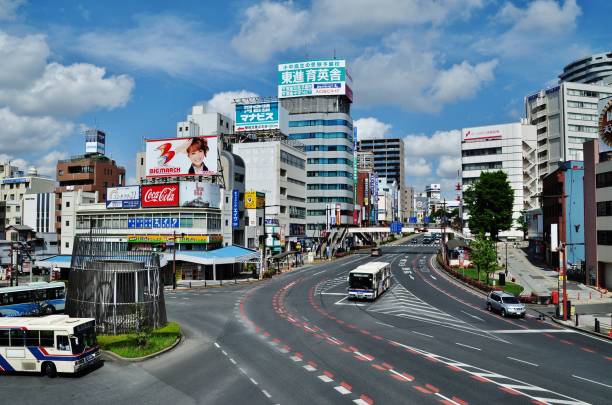 City view of Mito City Mito City is located in Ibaraki Prefecture, Japan ibaraki prefecture stock pictures, royalty-free photos & images